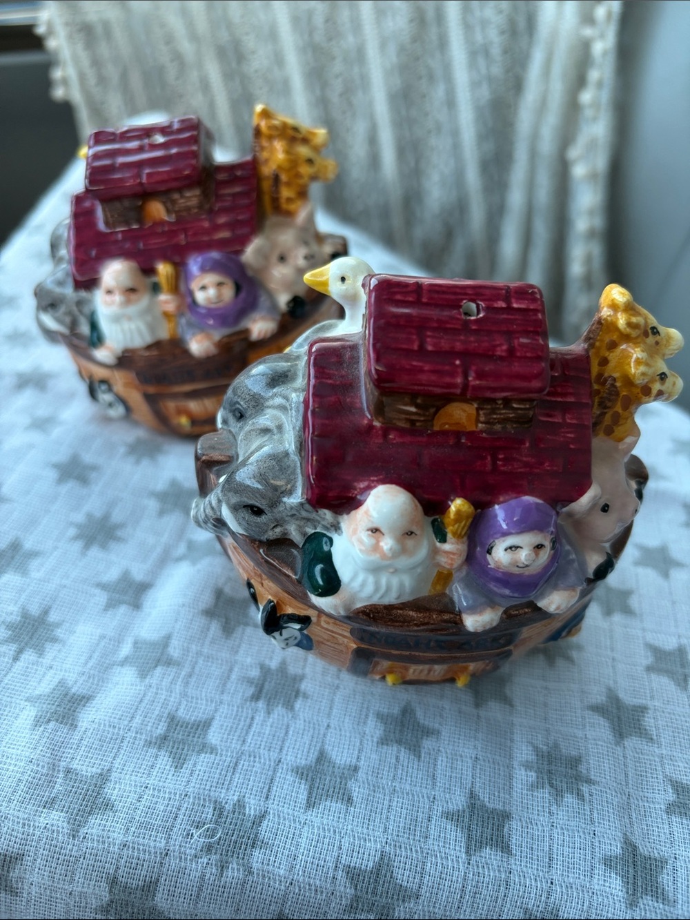 Harry and DavidNoah's Ark Ceramic Salt and Pepper Set - Burgundy Roof